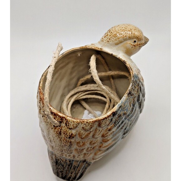 Vintage Pottery BIRD HEN String Twine Holder Folk Art Hand Painted - Picture 5 of 8